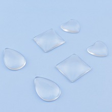 跨境货源透明水晶玻璃光面水滴爱心贴片镶嵌材料 DIY时光宝石配件