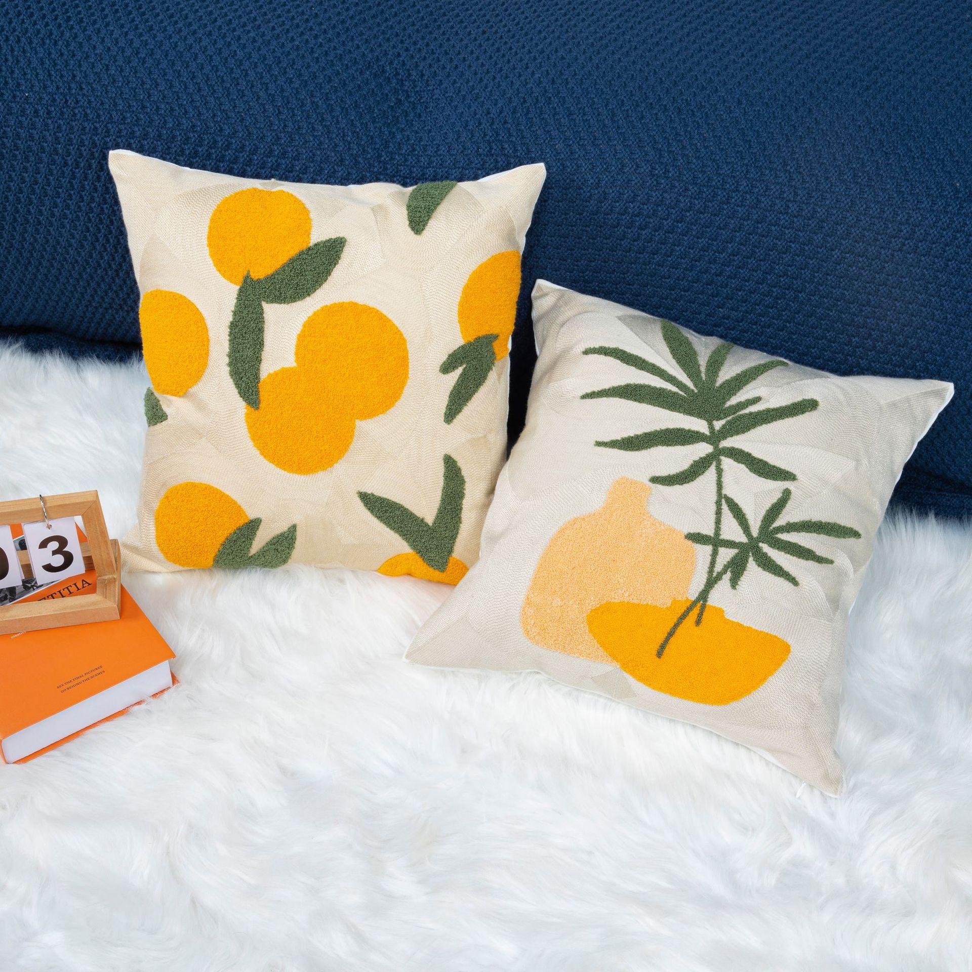 北欧风绣花客厅卧室莫兰迪色网红抱枕北欧靠垫床头腰枕靠枕抱枕套