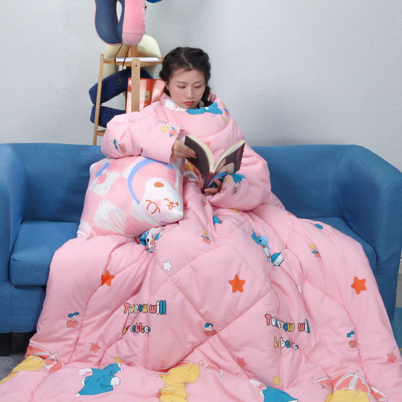 Lazy Quilt One-Piece with Sleeves Children's Anti-Kick Quilt Winter Car Single Wearable Multifunctional Sofa Pillow Blanket