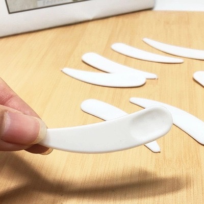 白色月牙塑料勺子 白色面膜挑棒 膏面霜勺 化妆品分装挖棒工具