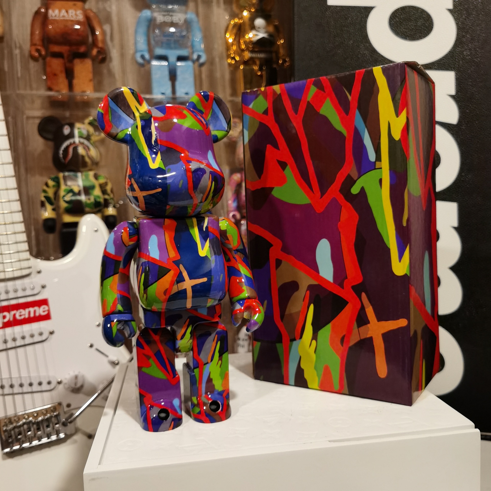 bearbrick400%kaws联名涂鸦式积木熊暴力熊装饰摆件潮玩手办收藏