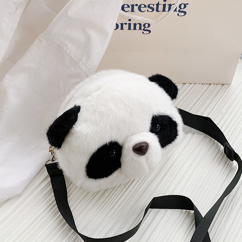 Cute National Treasure Panda Doll Female Shoulder Bag Crane Machines Gift Panda Bag Wholesale Cartoon Plush Crossbody Bag