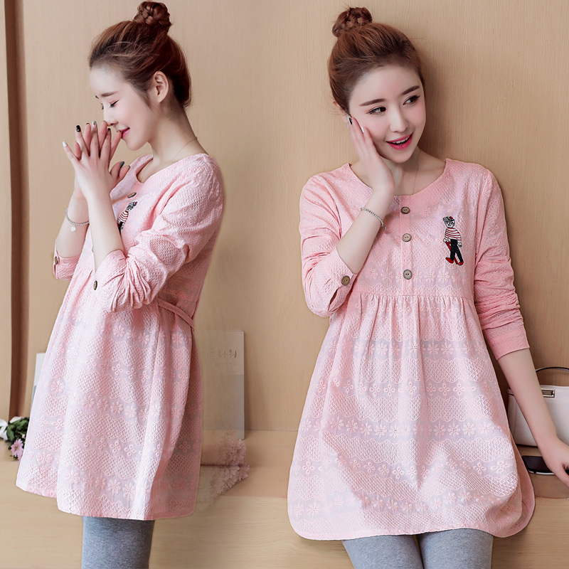 孕妇春装连衣裙子春秋季夏装套装时尚款洋气棉潮辣妈中长上衣服