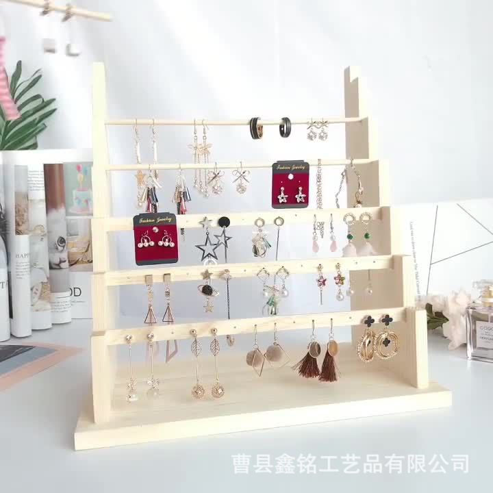 木质耳钉架收纳首饰架摆摊挂耳夹耳环架子项链手链饰品展示架道具