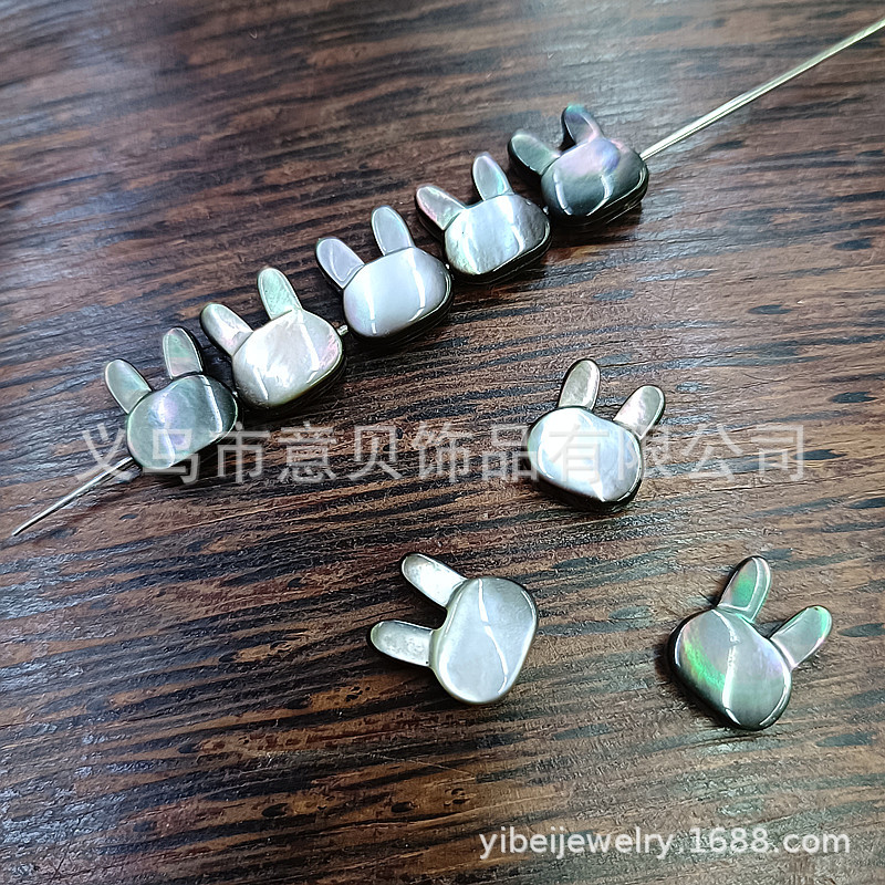 Deep Sea Fritillary Beads Black Butterfly Rabbit Head 10x12mm DIY Rabbit Silver Accessories Earrings Bracelet Necklace Pendant