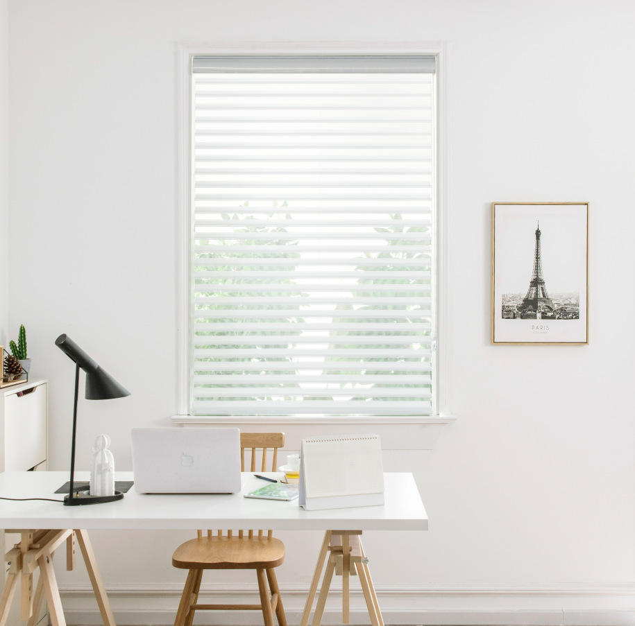 定制韩式香格里拉窗帘 智能柔纱帘卷帘 三层立体遮光遮阳轻奢窗帘