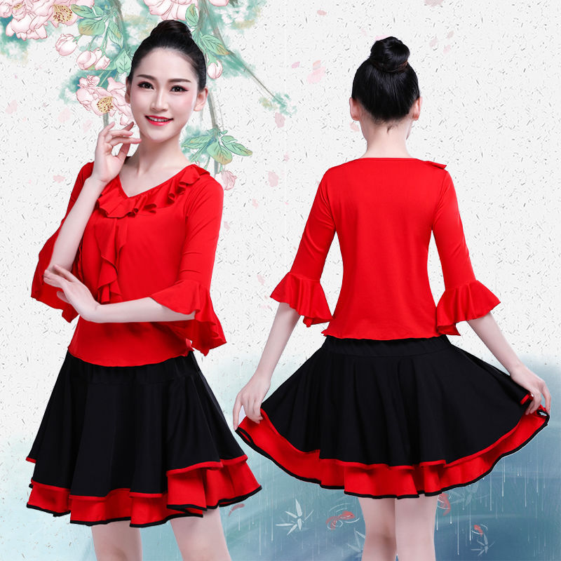 广场舞服装套装夏季新款中老年跳舞蹈练功衣服成人裙子演出服女装