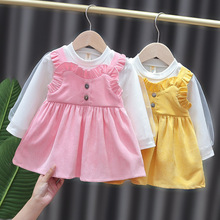 女童春款2021新款3韩版洋气长袖公主裙宝宝小童裙子5岁4潮2