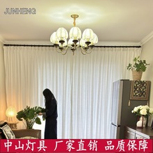 法式中古客厅主吊灯布艺花纹卧室灯美式复古餐厅灯南洋风实木吊灯