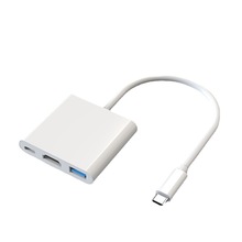 3in1 hub 白色ABS壳Type-C转HDMI+USB3.0+PD 100W高清4K30HZ三口