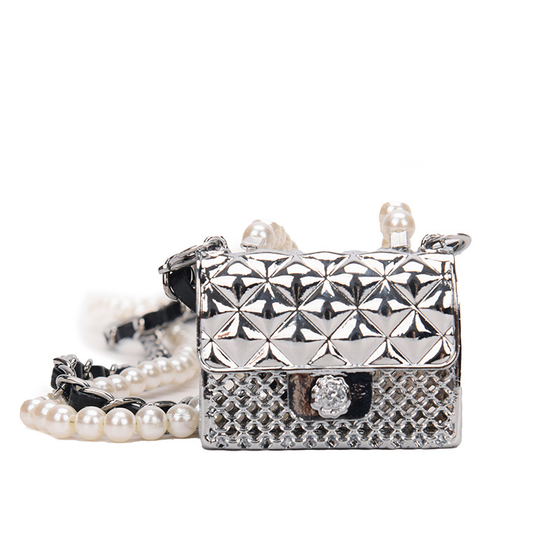 High-End Fashion Mini Bag for Women 2023 New Niche Mini Diamond Pattern Bag Pearl Chain Messenger Bag