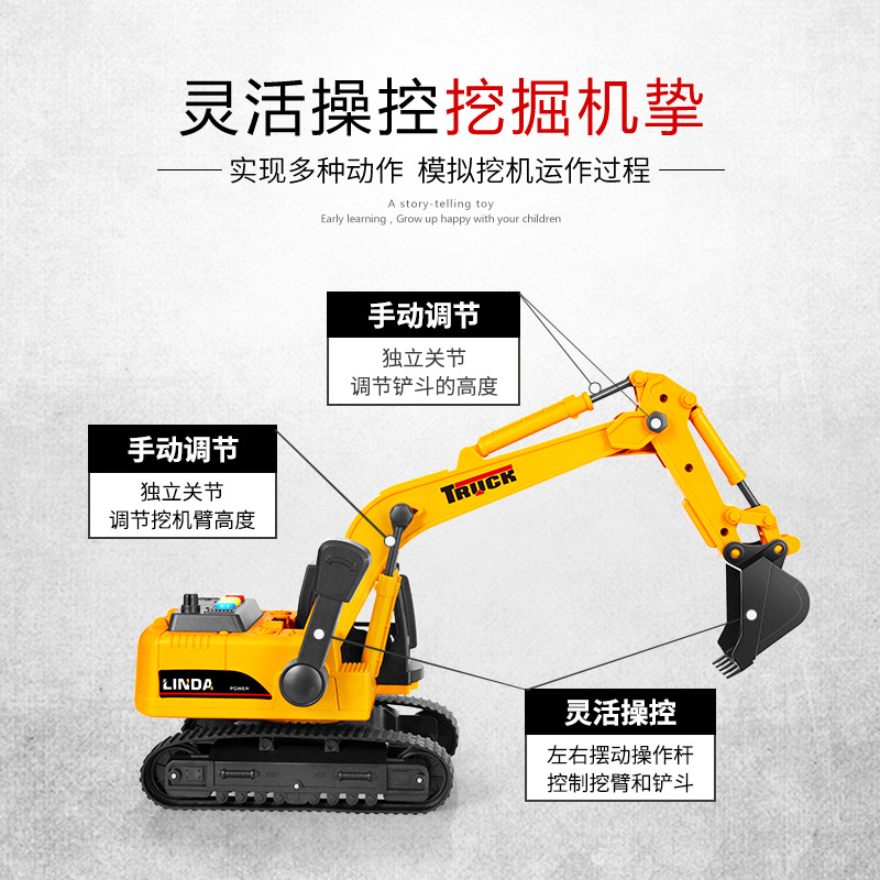 Story-Telling Excavator Sound and Light Combined with Early Education Educational Inertia Children's Toys