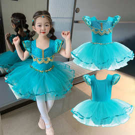 外贸童装批发女童卡通芭蕾舞蹈服茉莉公主服女孩连衣裙儿童演出服