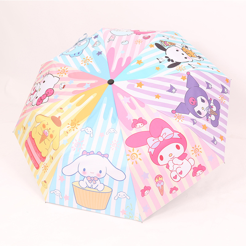 Cartoon Umbrella Cute Sunshade Vinyl Sun Protective Sanrio KT Clow M Student Female Hand Open Automatic Folding Sunny and Rainy