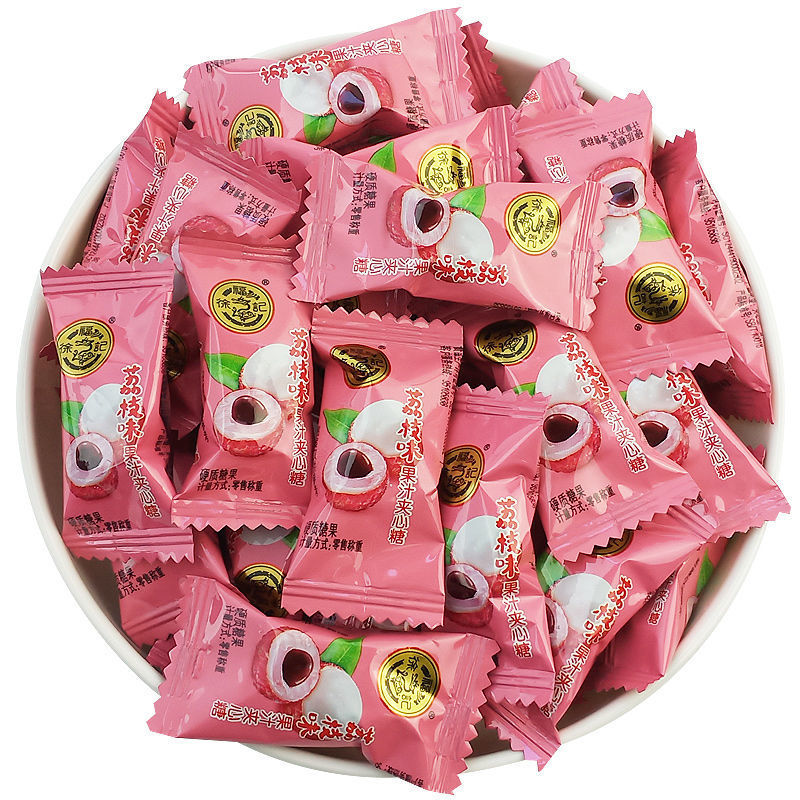 徐福记水果糖果汁喜糖婚庆乌梅荔枝夹杨桃香橙夹心500g装一斤包邮