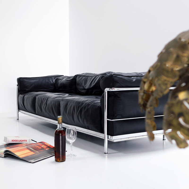LC3真皮沙发Cassina柯布西耶中古风设计师客厅包豪斯意式极简沙发