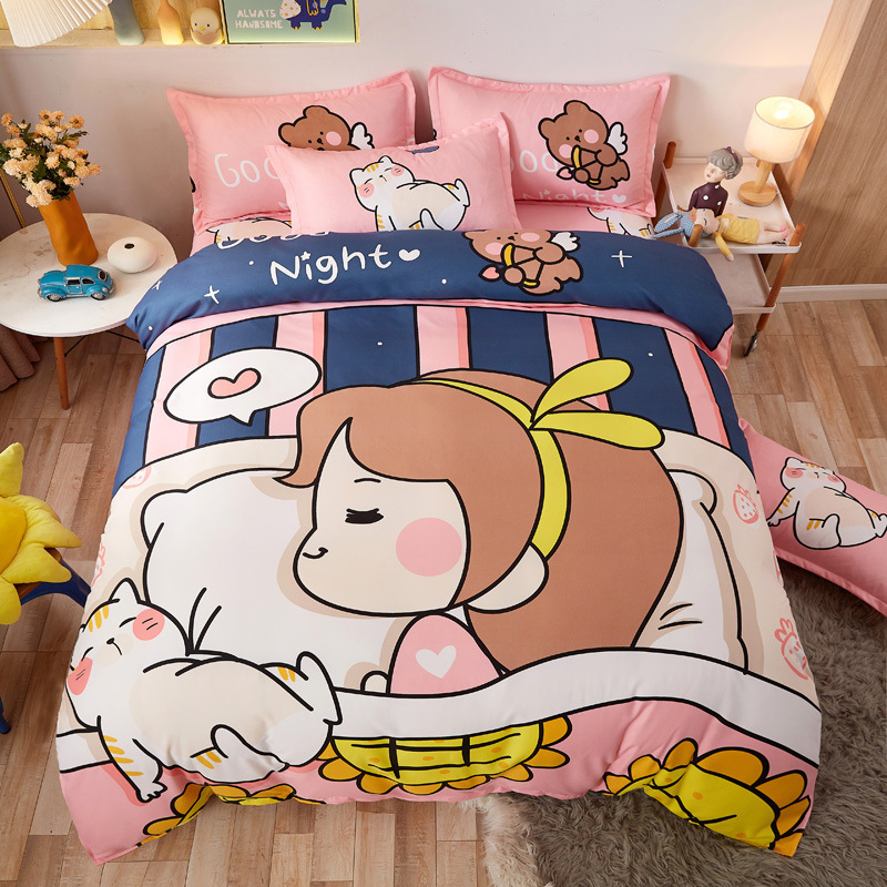 直销磨毛卡通四件套全棉儿童三件套男生女孩被套学生宿舍床上用品