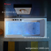 厂家外贸出口 长方形简约一体两边不用靠墙有机玻璃水疗喷嘴冲浪
