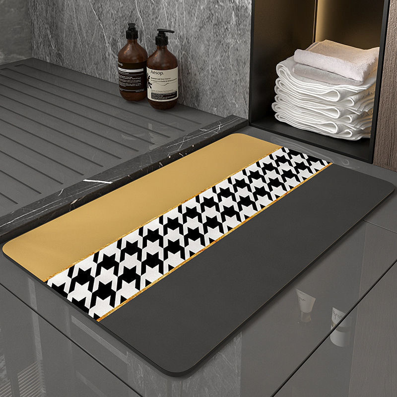 跨境轻奢风软硅藻泥吸水脚垫卫生间防滑硅藻土地垫洗手间门口地毯