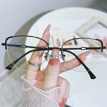 2023秋冬季新款复古潮流跨境金属防蓝光眼镜框时尚个性猫眼平光镜