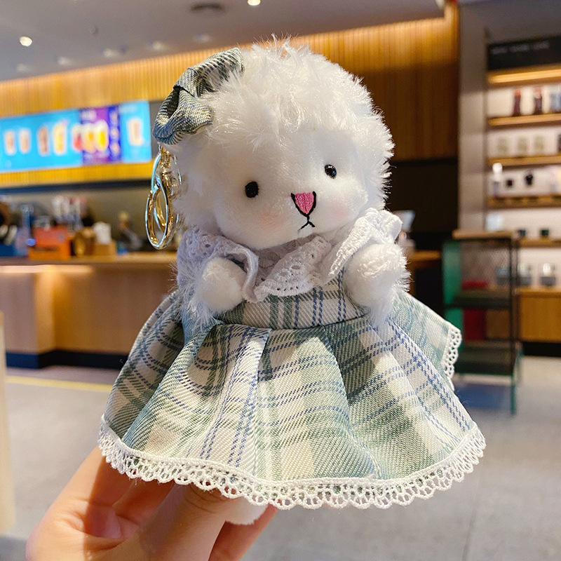卡通软萌jk毛绒羊咩咩学院风钥匙扣可爱女生公仔挂件创意礼物摆饰
