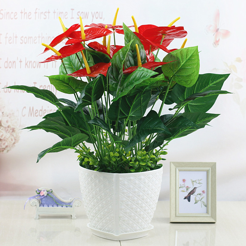 假花草 绿植 红掌 假花 客厅装饰绿植物落地假花盆栽摆设舞台盆景