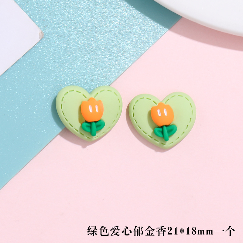 Heart Tulip Little Flower Cream Glue Phone Case Resin Hairpin Ornament DIY Handmade Ingredients Accessories