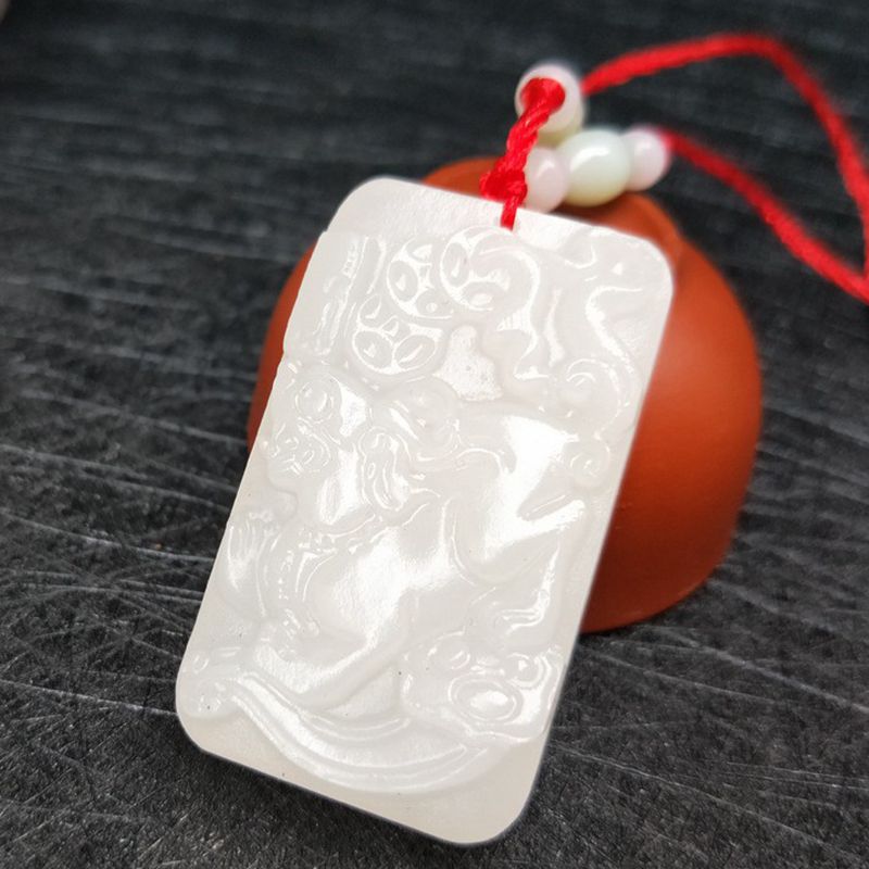 阿富汗玉貔貅牌子吊坠白玉男女款挂件玉佩玉貔貅牌