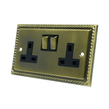 英式英标英规英国开关插座13asinglepolesocket双联绳边古铜