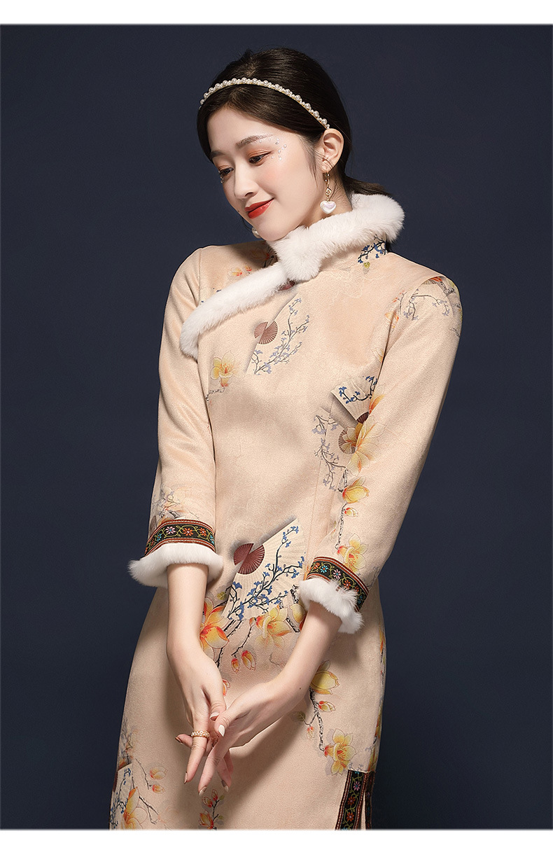 过年冬装旗袍2020年新款女中国风夹棉加厚复古改良版连衣裙20316