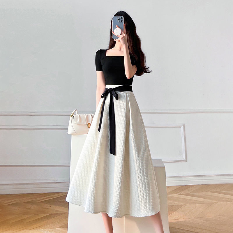 Suit for Women 2023 Summer New Slim Fit Slimming Temperament Waist-Controlled Chanel's Style Skirt Two-Piece Dress