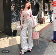 XIAOXIN好多鱼早春新款休闲慵懒风印花直筒阔腿裤