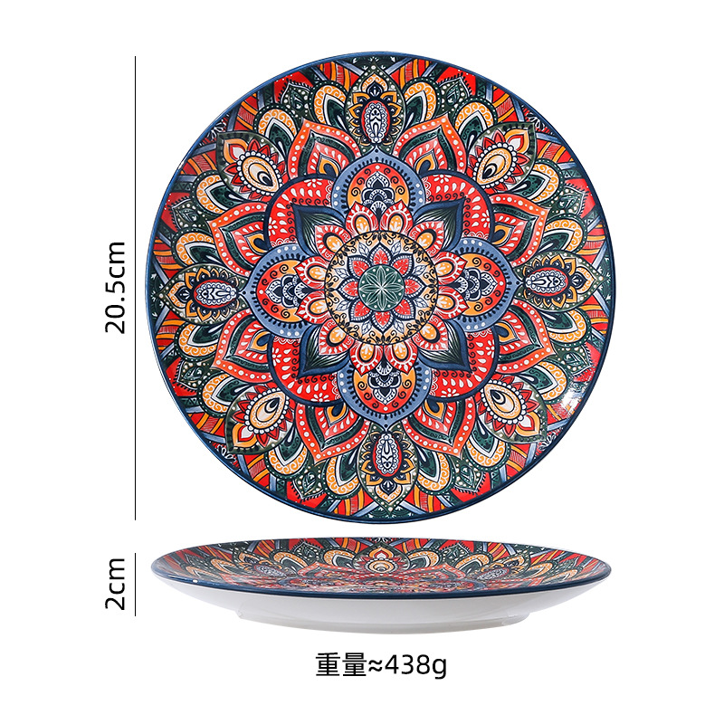 Bohemian Ceramic Tableware Orantis Bowl Dish Plate Vintage Hand Painted Meal Tray Dish Household Light Luxury Rice Bowl