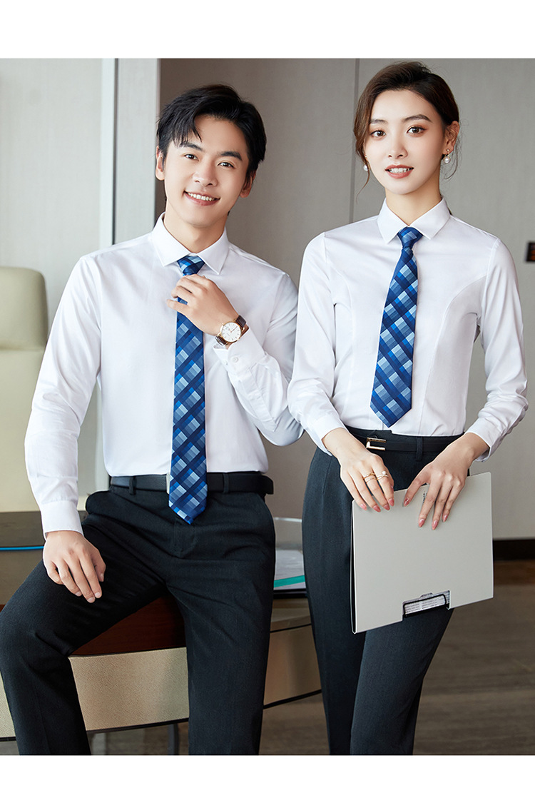 纯棉dp免烫职业衬衫男女同款高端职场工作服办公室经理服装刺绣lg