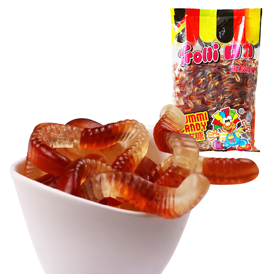 trolli口力牌可乐虫形橡皮糖qq糖软糖办公室零食糖果散装3kg/袋