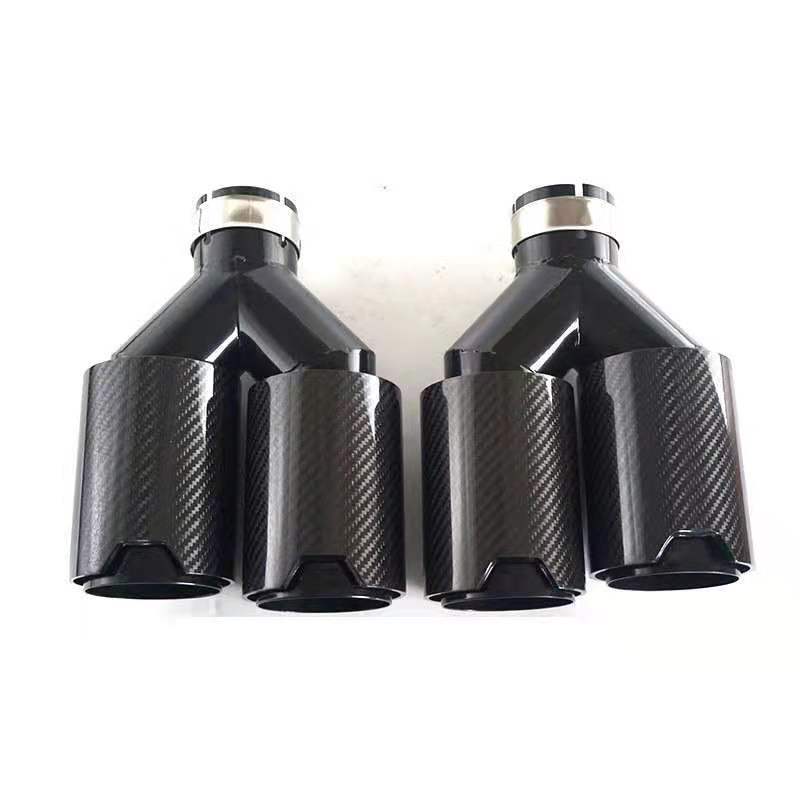 Applicable to Bao M Special for Car Modification Exhaust Pipe One out of Two Carbon Fiber Tailpipe M Standard Y Double Outlet Four Outlet Tail Nozzle