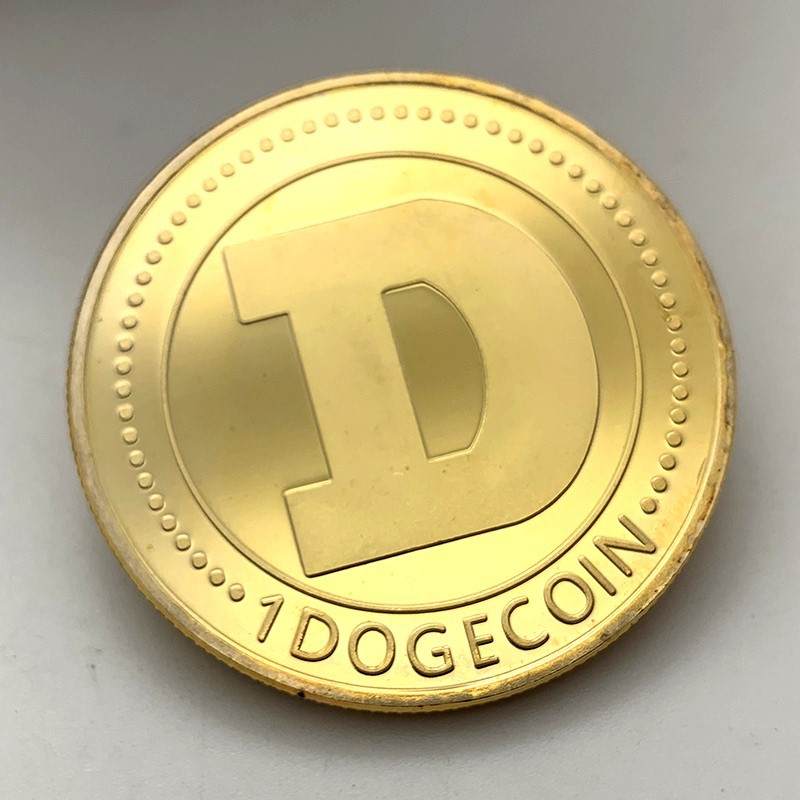 现货 美国实物狗狗币彩绘镀金纪念币 摆件硬币dogcoin金币纪念币