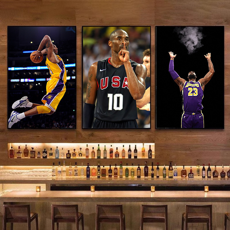 nba篮球明星装饰壁画科比威少哈登库里沃尔詹姆斯海报
