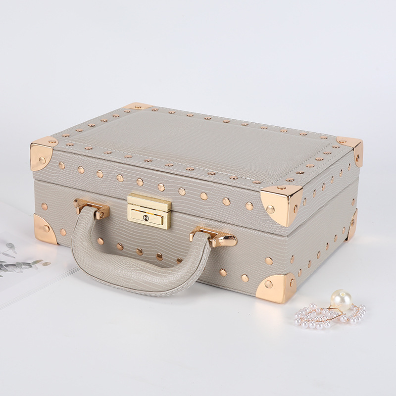 Spot Double Drawer Jewelry Box Portable Pu Ornament Storage Box Ring Earrings Watch Storage Box Can Be Fixed