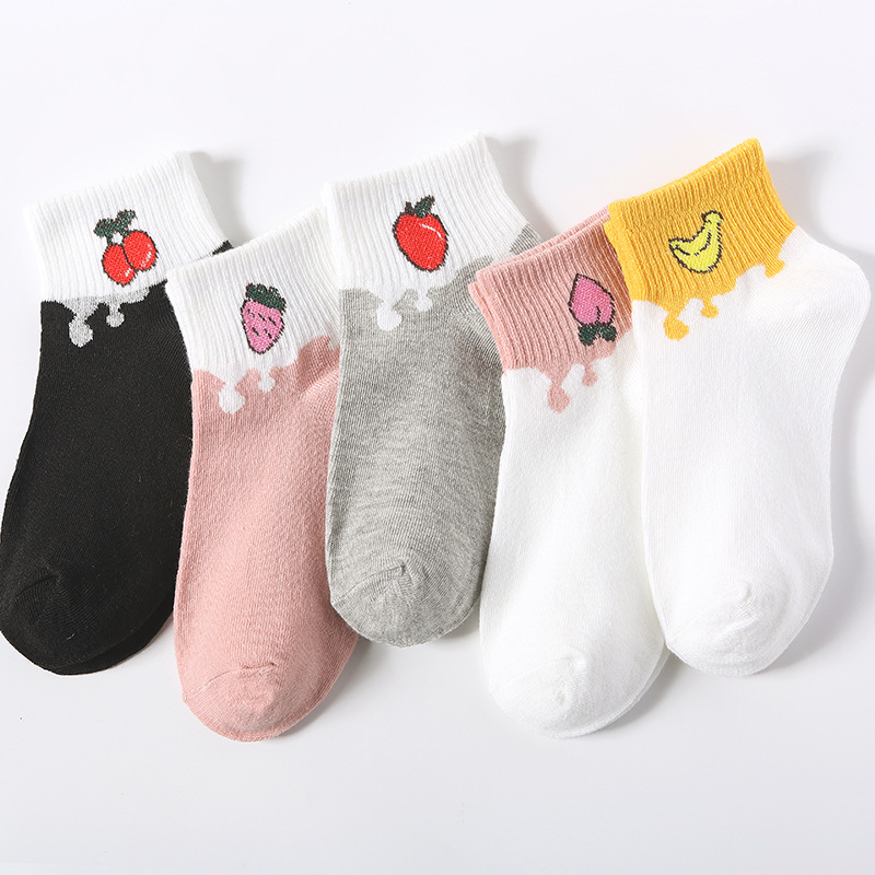 Women's Japanese-Style Spring and Autumn All-Match Socks Korean-Style Cartoon Cream Fruit Boat Socks Cute Sweet Girl Student