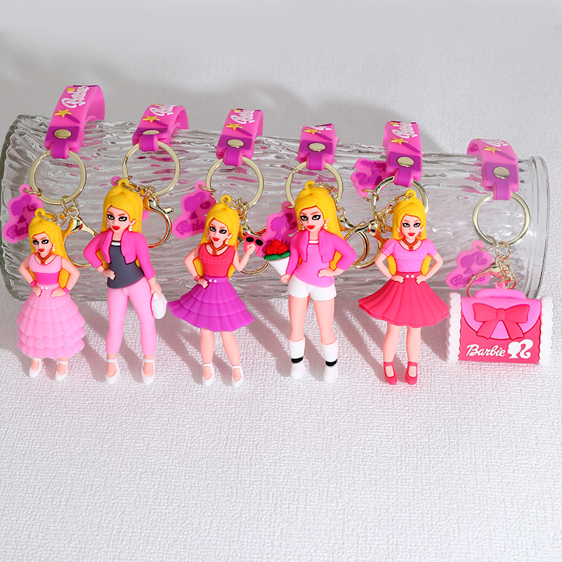 New Barbie Doll Silicone Doll Keychain Pendant Cute Barbie Princess Ladies' Bag Car Pendant Gift