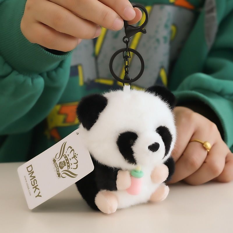 正版可爱小奶熊猫背包书包挂件毛绒玩具包包钥匙扣小公仔玩偶挂饰