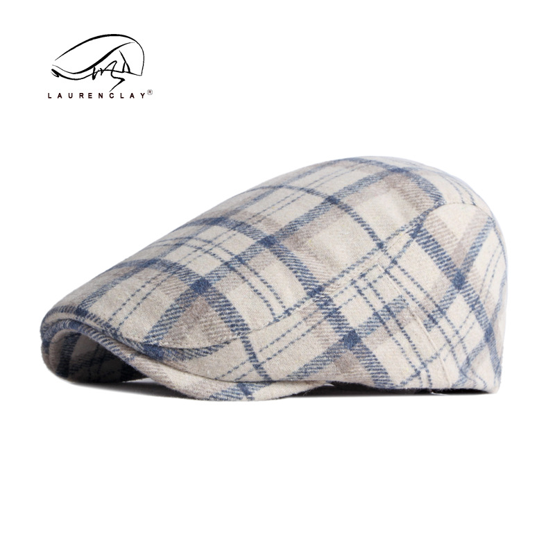 2021 Autumn and Winter New Woolen Beret Men's British Retro Peaked Cap Women's Leisure Artistic Plaid Advance Hats