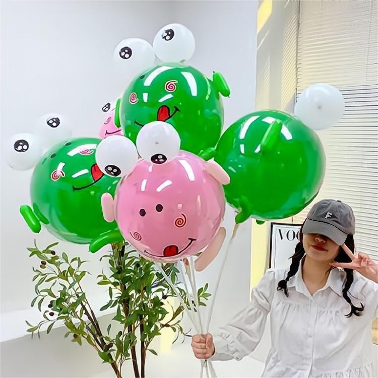 网红青蛙球发光送贴纸波波球飞天卡通儿童空地摊夜市地推diy材料