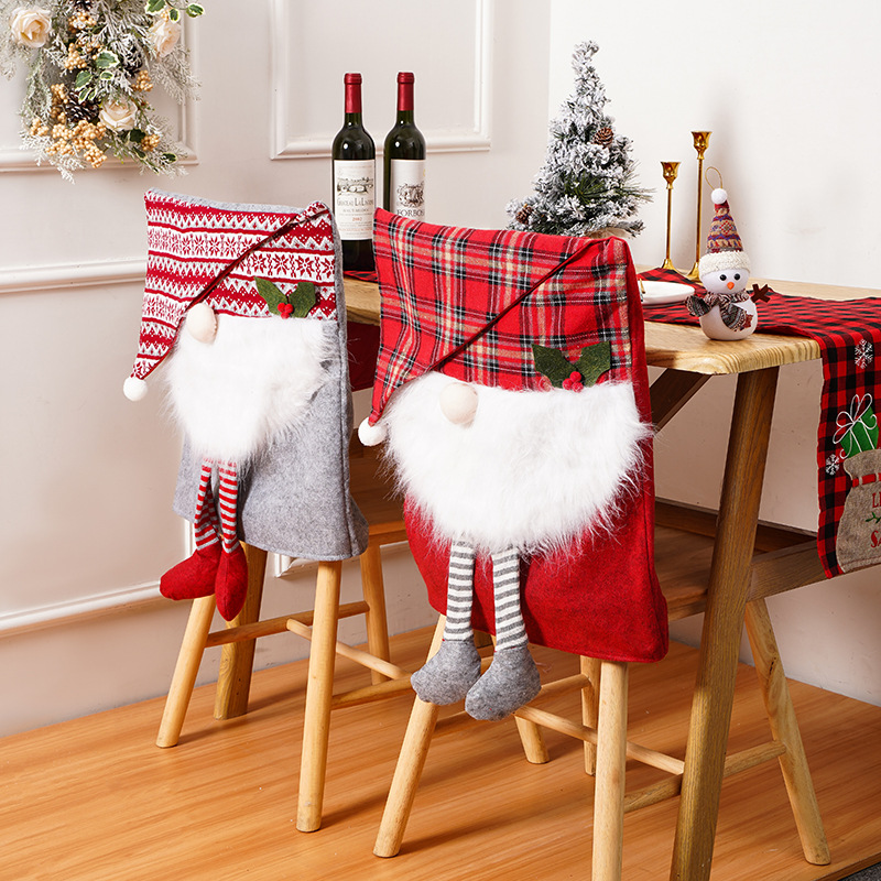 Cross-Border New Arrival Christmas Decoration Long Leg Faceless Old Chair Hotel Hall Restaurant Christmas Party Layout Supplies