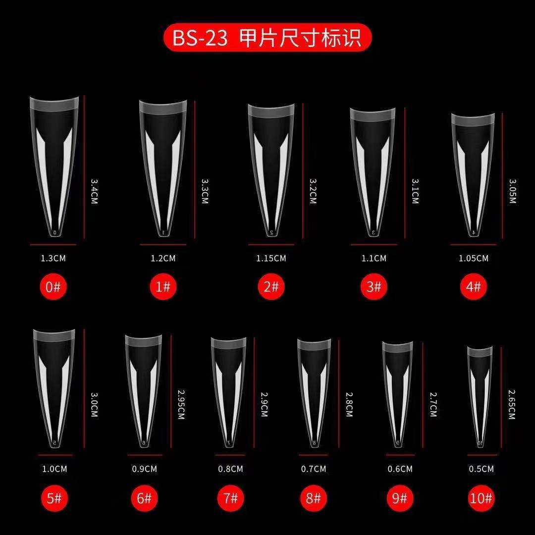 跨境热销美甲甲片504片透明假指甲高弧度盒装水管甲贴片厂家直销