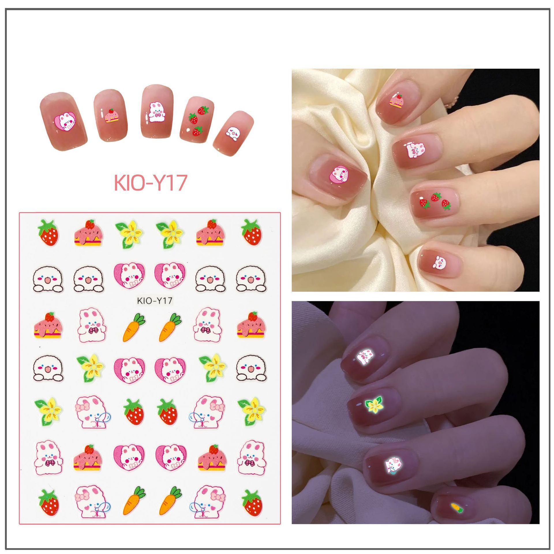 [Free Shipping] Children's Nail Stickers Nail Beauty Nail Patch Baby Girl Princess Cartoon Stickers Luminous Finger