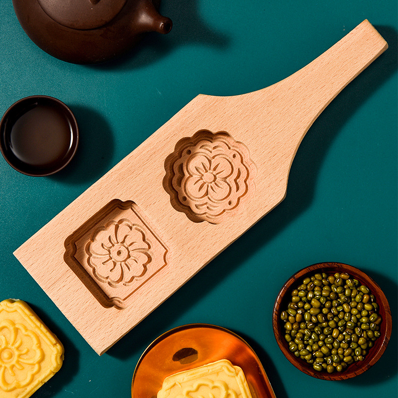 【下架】展艺手持榉木月饼模具家用模型冰皮绿豆糕烘焙制作工具