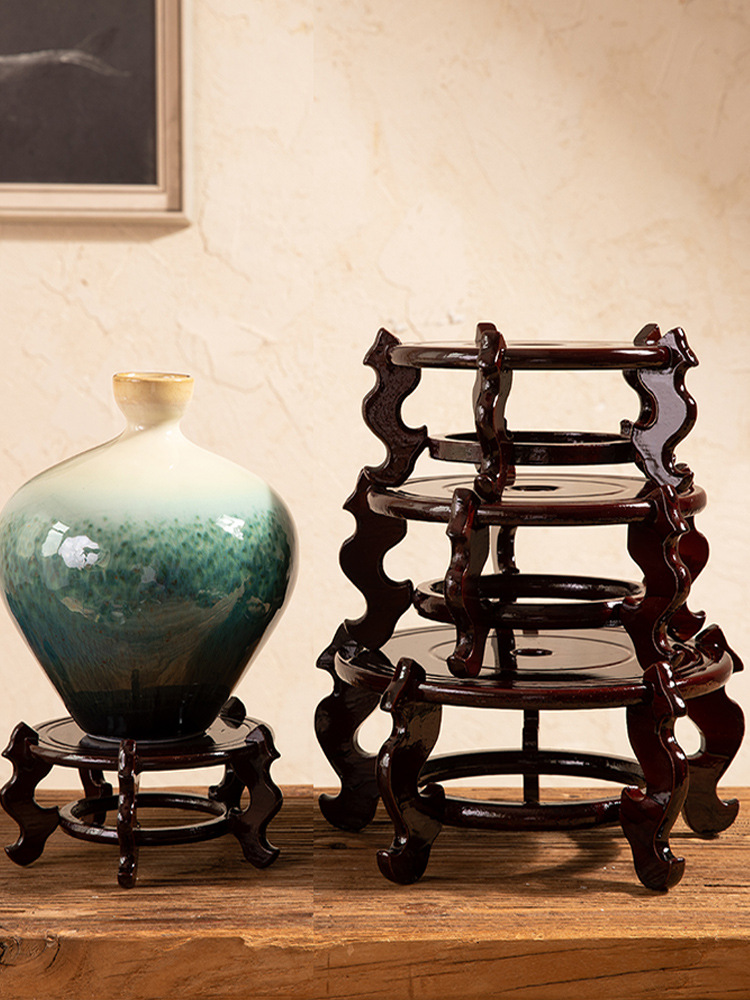 花盆底座托架工艺品摆件室内桌面小型花托鱼缸花瓶木质花架子包邮