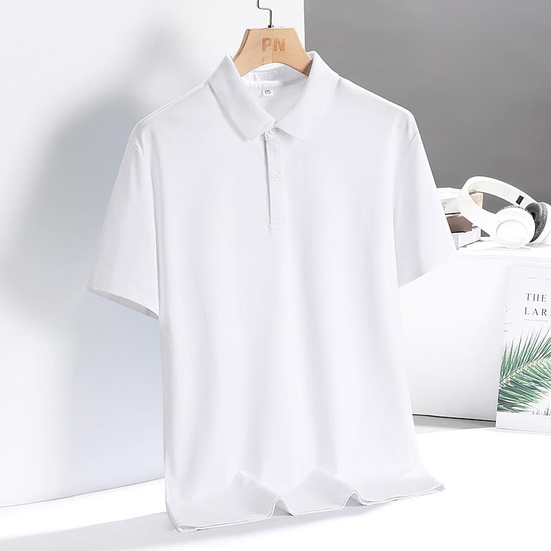 Polo Shirt Men's Short-Sleeved T-shirt Summer Thin Ice Silk Lapel Dad Summer Casual Half Sleeve T-shirt Top Clothes